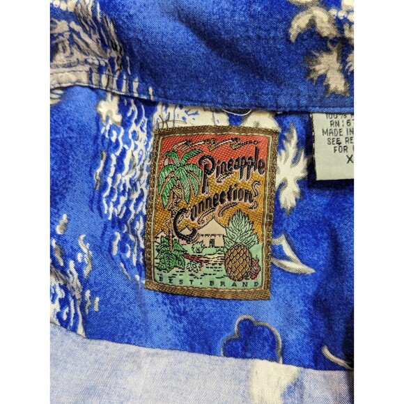 Pineapple Connection Hawaiian Shirt Mens Size XL XLarge Blue Hula Girl Palms - Picture 9 of 10
